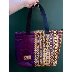 Urban Phunk Purple & Yellow Geometric Print Zip Top Tote Bag